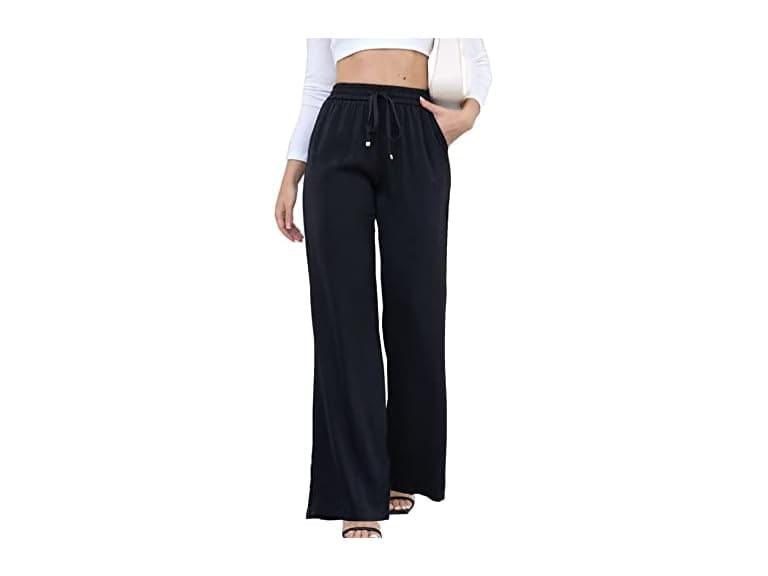 Heipeiwa Women (XS) Straight Wide Leg Satin Pants - Image 1