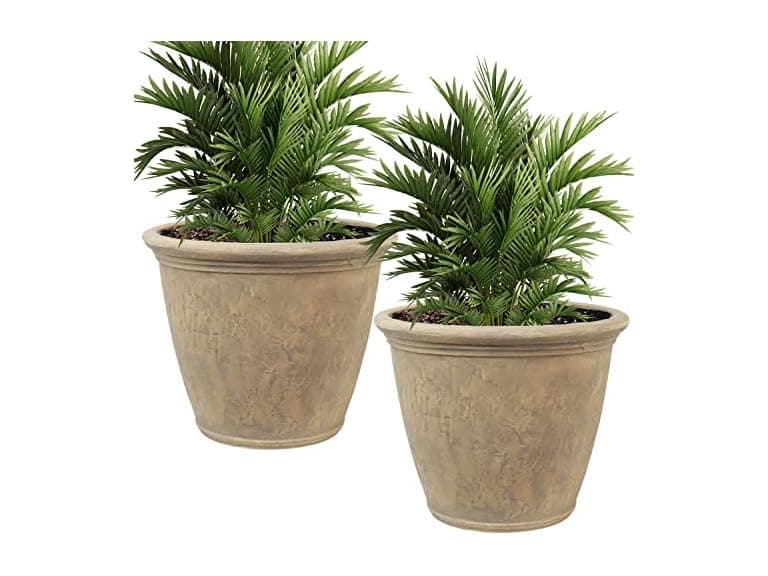 Sunnydaze 24-Inch Anjelica Large Plastic Pot Beige 2pk - Image 1