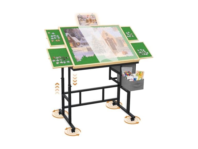 Jigsaw Puzzle Table with Drawers - Image 1