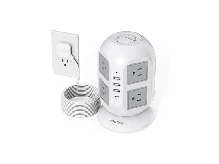 TESSAN 10ft Cord Power Tower (8 Outlets, 1 USB-C, 3 USB-A) - Image 1