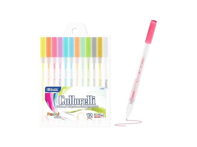 BAZIC 12 Pastel Color Collorelli Gel Pen - Image 1