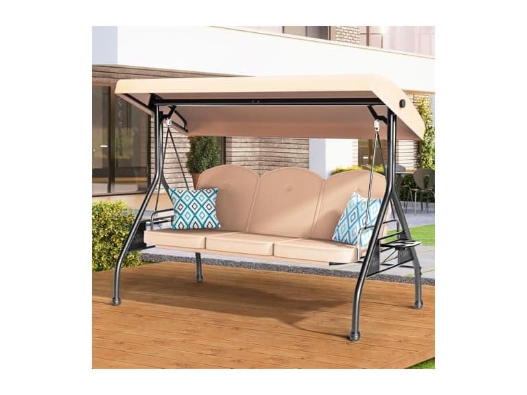 ZZW 3 Seat Outdoor Porch Patio Swing with Stand - Your Choice - Image 1