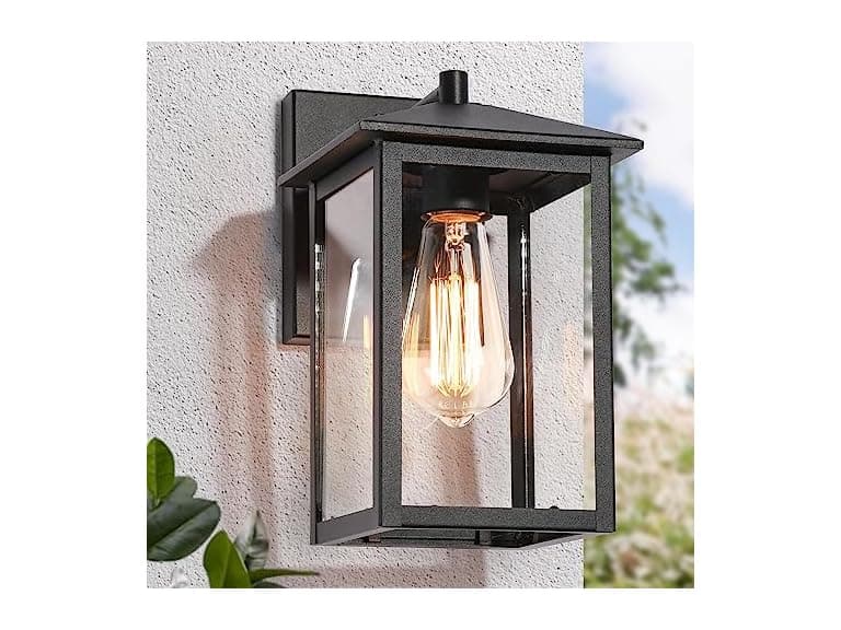 GEPOW Black Outdoor Wall Lights with Clear Glass - Image 1