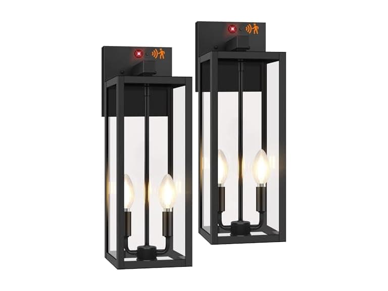 BesLowe Motion Sensor Wall Lights, 18" Black - Image 1