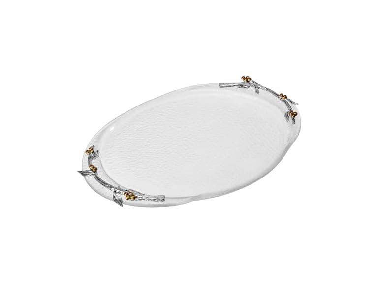 Fitz and Floyd Nature's Greeting Glass Serve Decorative Tray - Image 1