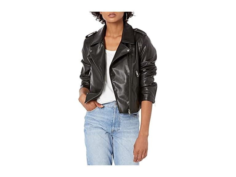 The Drop Heather Faux Leather Jacket - Image 1