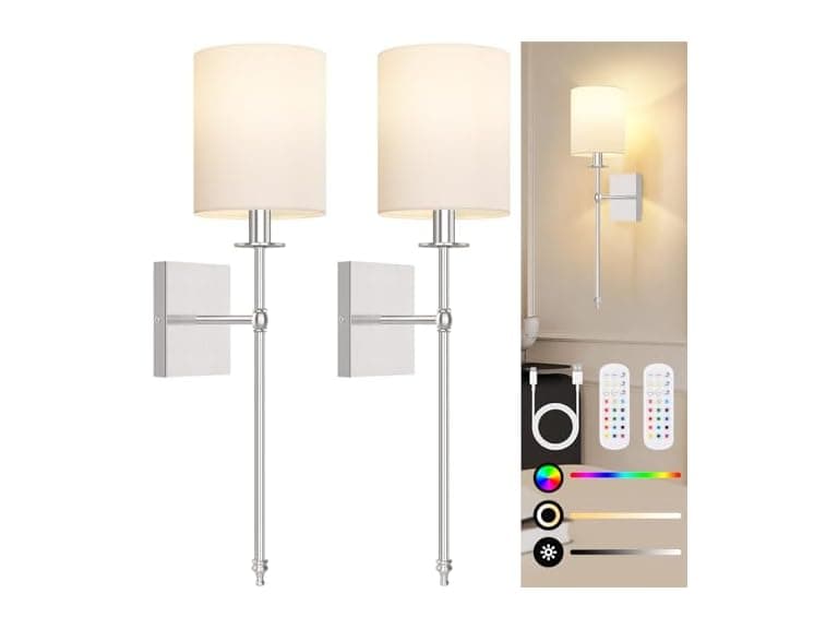 Bosceos 27" Battery Operated Wall Sconces, 2Pk - Image 1