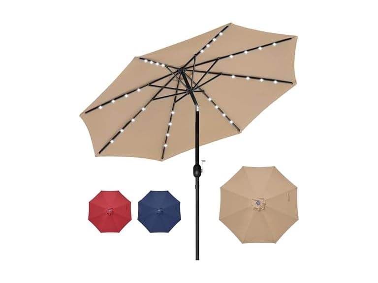HealSmart 9' LED Solar Patio Umbrella - Image 1