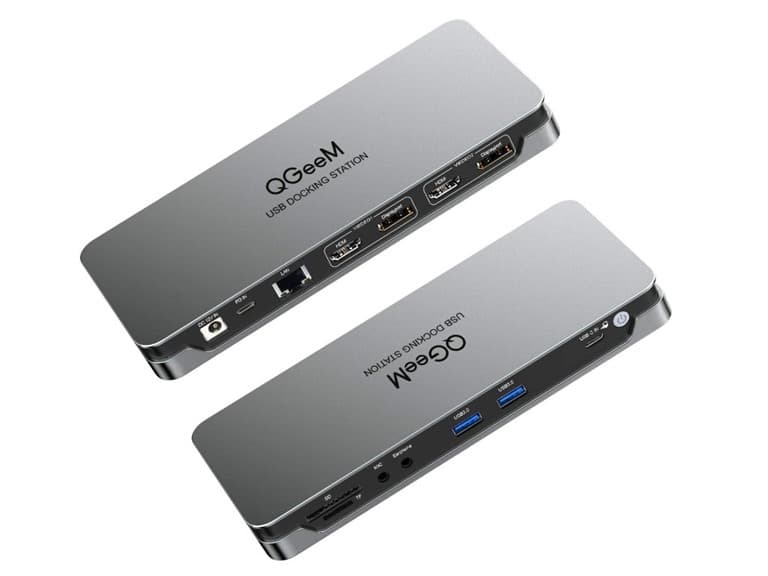 QGeeM 14 in 1 USB C 3.0 Laptop Docking Station (Open Box)