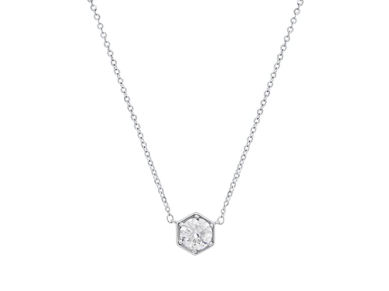 Hexagon 6 Prong Moissanite Necklace - Image 1