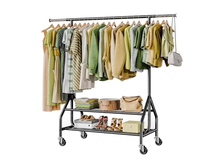 Holiwei Clothes Rack with 2 Shelves - Image 1