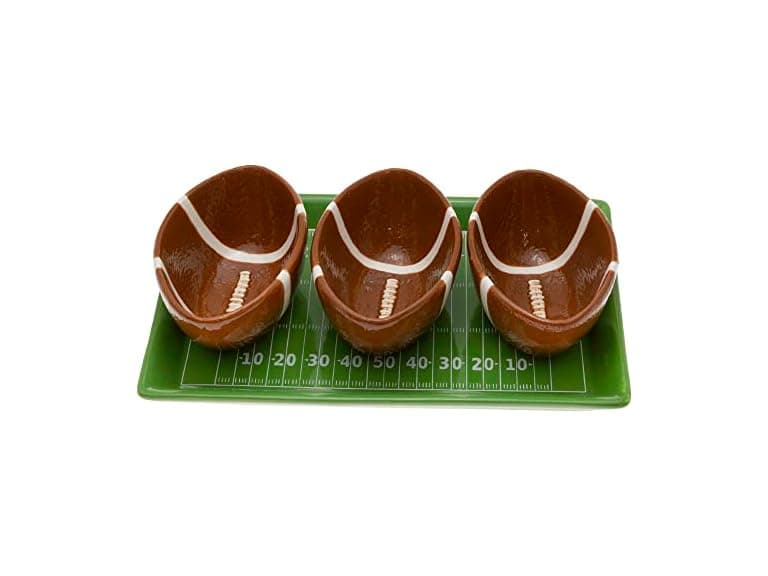 Boston International Football Party Platter with Three Bowls - Image 1