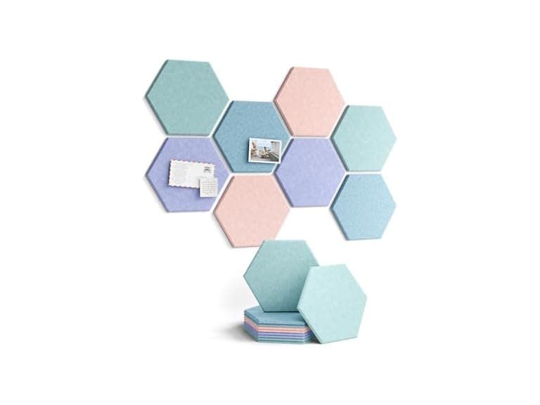 8 Pack Hexagon Felt Bulletin Board Tiles - Image 1
