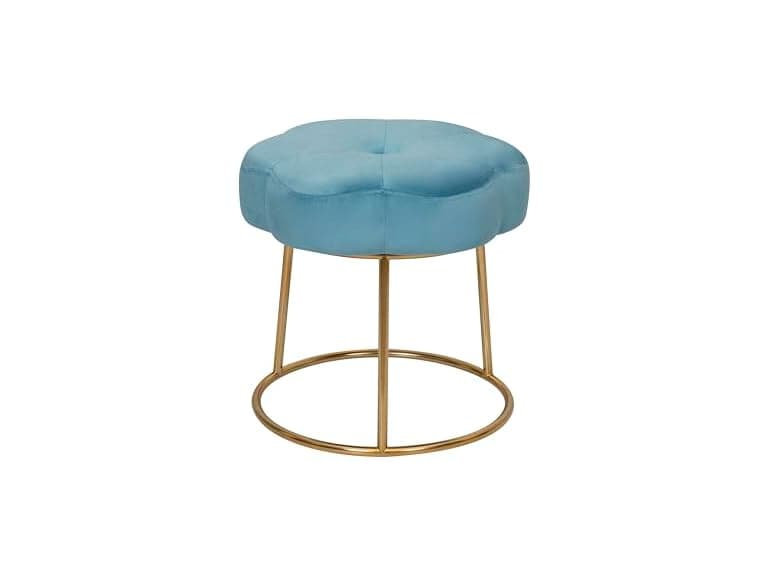 Linon Talulah Light Blue and Gold Vanity and Accent Stool - Image 1