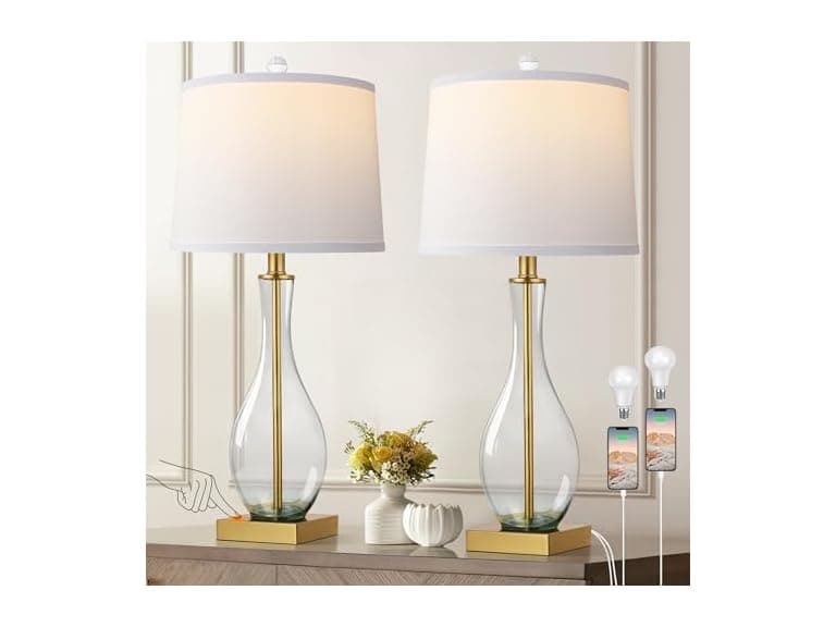WIHTU Glass Table Lamps, Gold