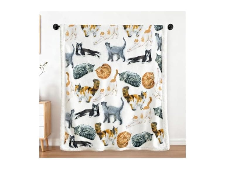 Sleepwish Colorful Cat Fleece Throw Blanket - Image 1