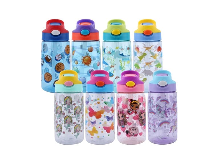 Kids Multi-Pack Water Bottles with Straw - Image 1