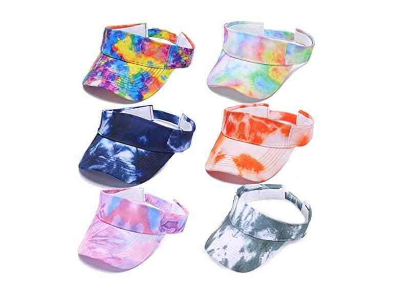 6 PC Tie Dye Sun Visors Hats - Image 1