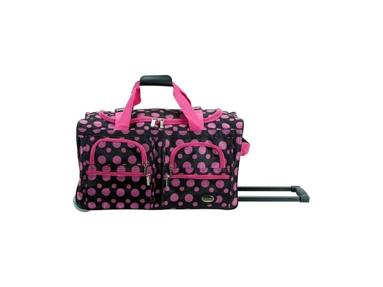 Rockland Rolling Duffel Bag, BLKPNKDOT, 22" - Image 1