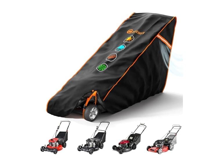 GREENER Lawn Mower Cover, Heavy Duty 800D, Black - Image 1