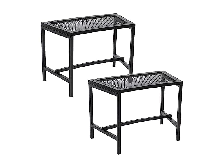 Sunnydaze 2PK Black Mesh Fire Pit Benches - Image 1
