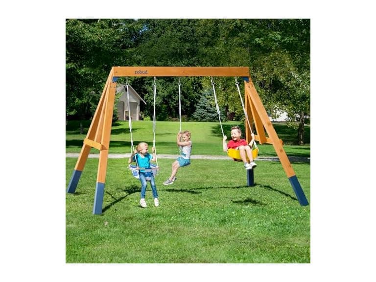 ROBUD 3-in-1 Playground Wooden Swing Sets for Backyard - Image 1