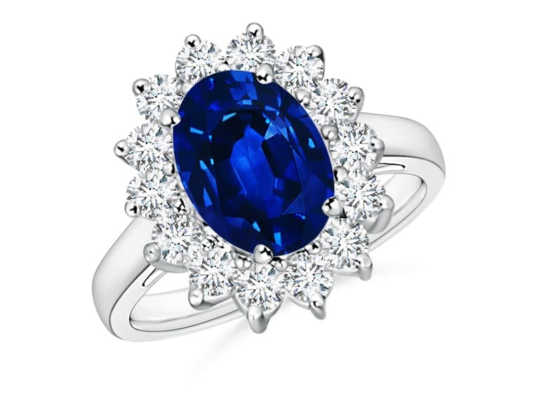 Blue Sapphire Halo Cocktail Ring - Image 1