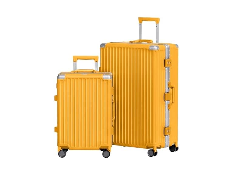 AnyZip Luggage Sets 2 Piece Aluminum Frame Carry On and Checked Suitcase PC ABS Hard Shell TSA Lock No Zipper(Orange, 20/28) (Open Box) - Image 1