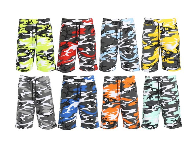 1 & 3Pk Womens French Terry Camo Shorts - Image 1