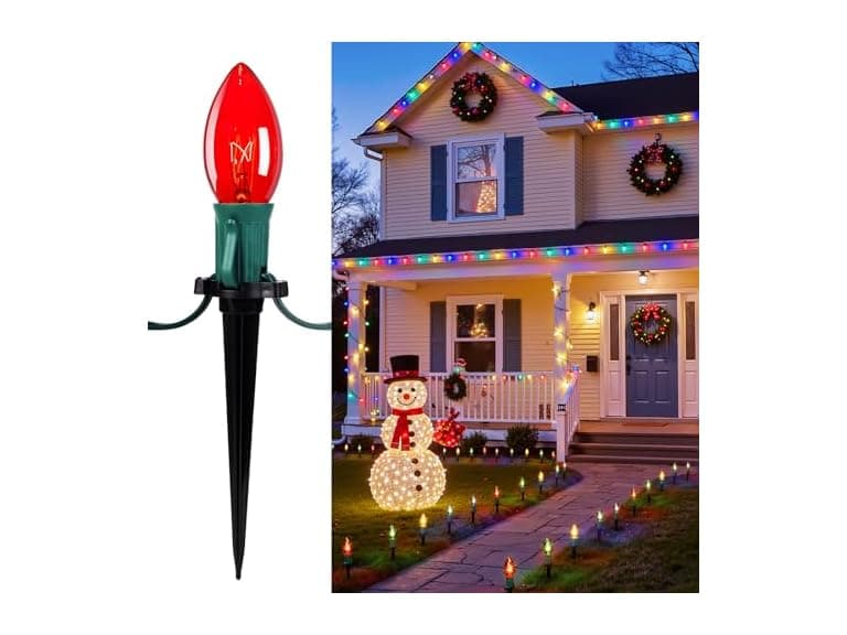 Brightown C9 Christmas Pathway Lights Outdoor, 25.7ft - Image 1