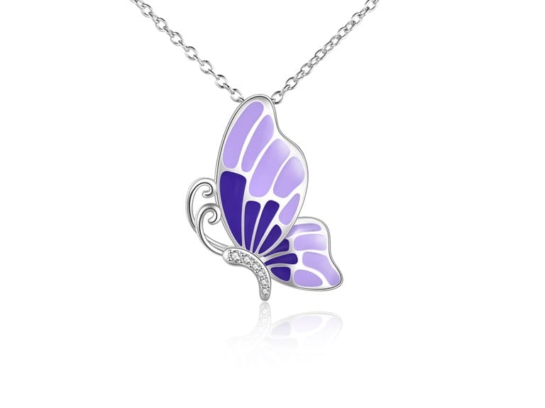 Sterling Purple Butterfly Necklace - Image 1