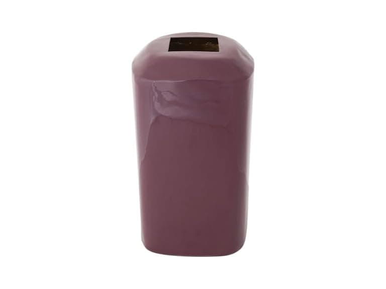 Creative Co-Op Square Enameled Metal Vase, Burgundy Finish - Image 1