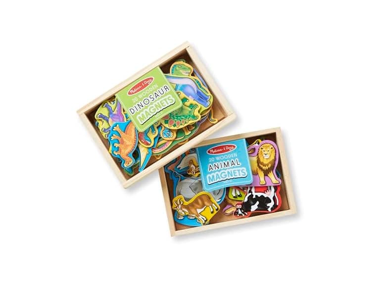 Melissa & Doug Wooden Magnets Set - Animals and Dinosaurs - Image 1