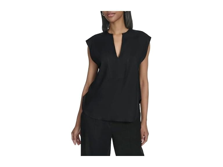 Halston Men (M) Sleeveless V-neck Linen Top - Image 1