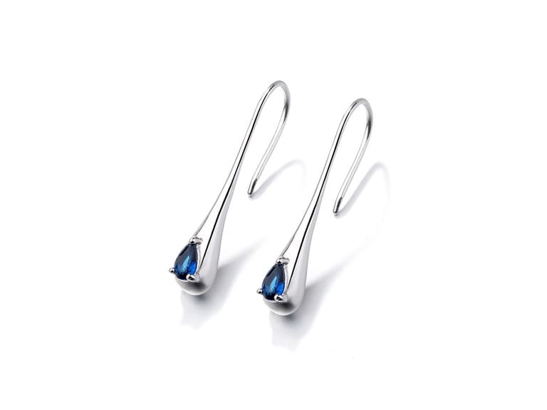 Sterling Silver Sapphire Drop Earrings - Image 1