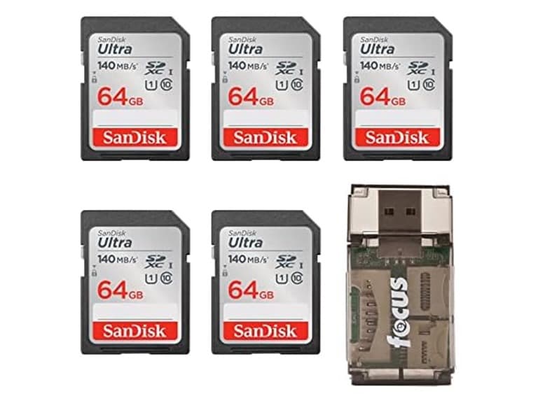 SanDisk 64GB 140 MB/s SDXC Memory Card (5-pack) - Image 1