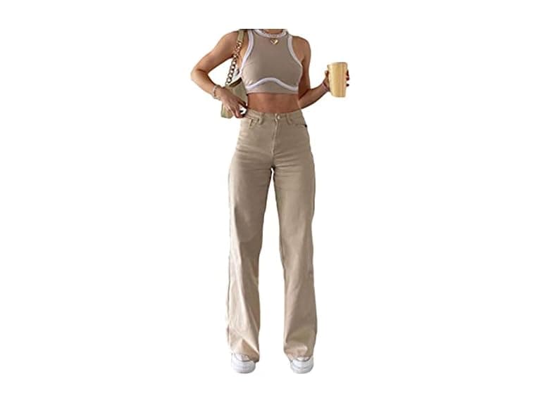 Xbtclxebco Women (S) High Waisted Wide Trousers - Image 1