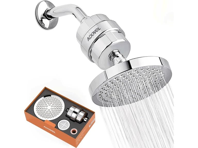 ADOVEL High Output Shower Head & Hard Water Filter (Open Box)