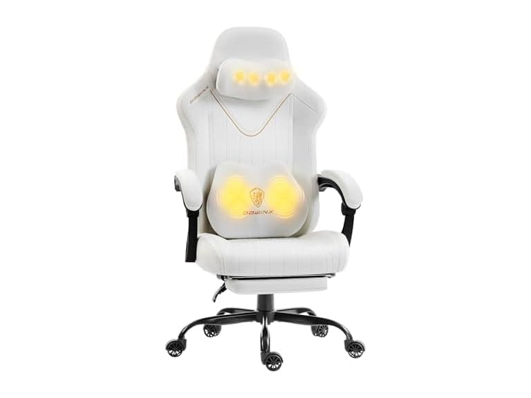 Dowinx Gaming Chair with Neck Massager White - Image 1