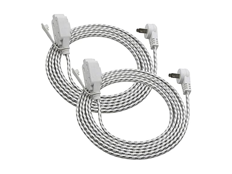 Clear Power 2pk 9ft 3 Outlet Fabric Indoor Ext Cord 16/2 - Image 1