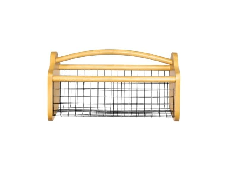 Gardenised Vintage Harvest Basket Pine Wood & Metal Mesh  - Image 1