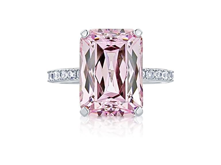 DoubleAccent Sterling Silver Emerald Cut Ring - Image 1