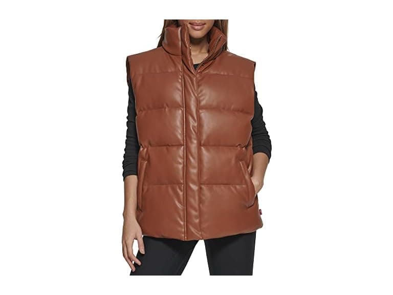 Levis Womens Vegan Leather Puffer Vest