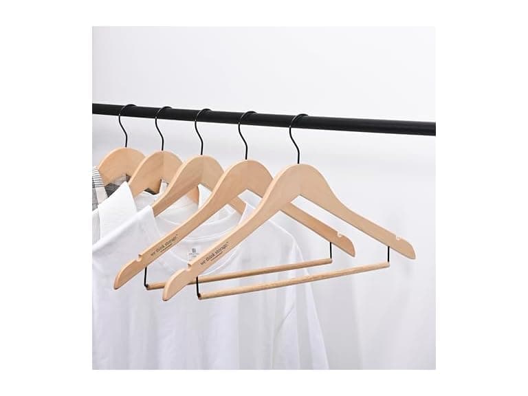 Sukkiri Non-Slip Wooden Suit Hangers Natural - Image 1