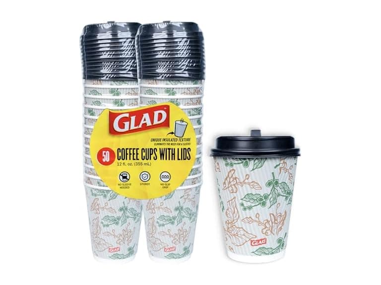Glad Disposable Coffee Cups with Lids - Image 1