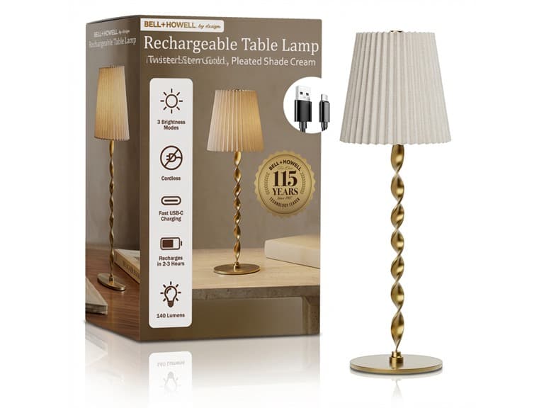 Twisted Stem Pleated Shade Cream Lamp - Image 1