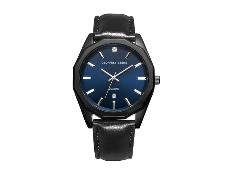 Geoffrey Beene Men Gunmetal Leather Watch - Image 1