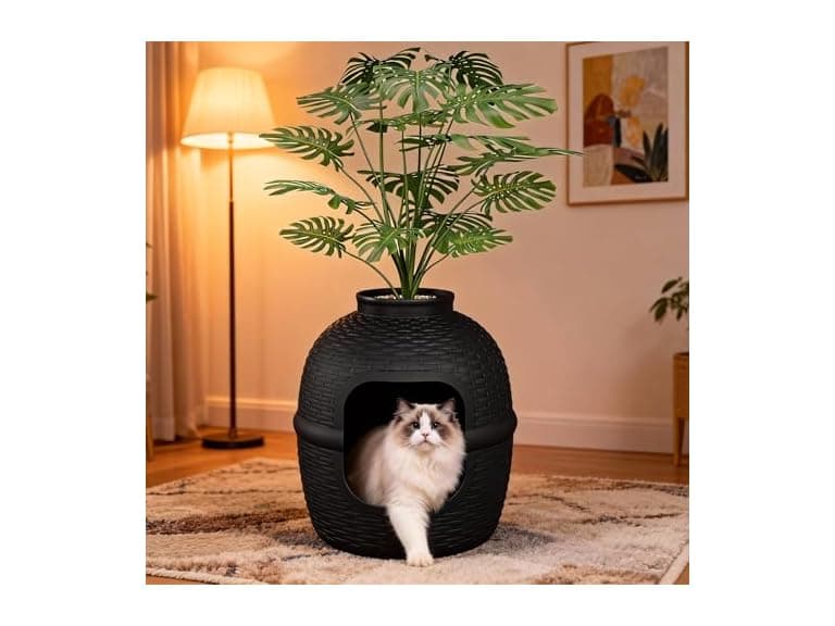  Hidden Litter Box with Faux Plant, Large - Image 1