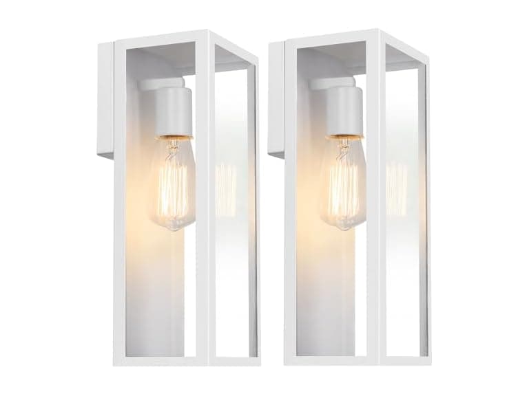 2-Pack 13" White Outdoor Wall Lanterns - Image 1
