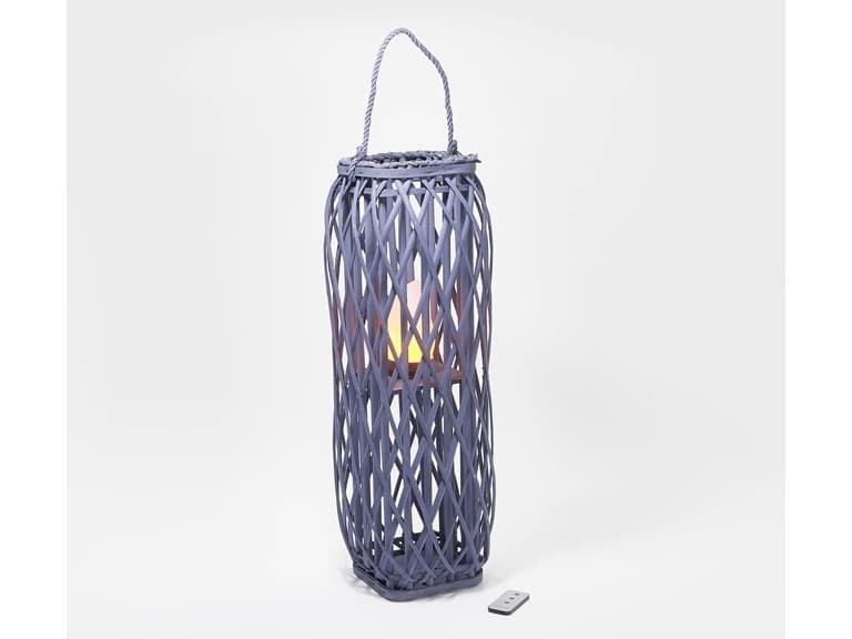 Barbara King 28" Square Wicker Lantern - Image 1